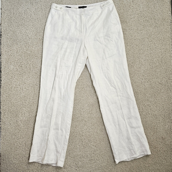 Talbots Linen White Windsor Curvy Pants Slacks Size 10 Lined Pockets Coastal - Picture 1 of 8